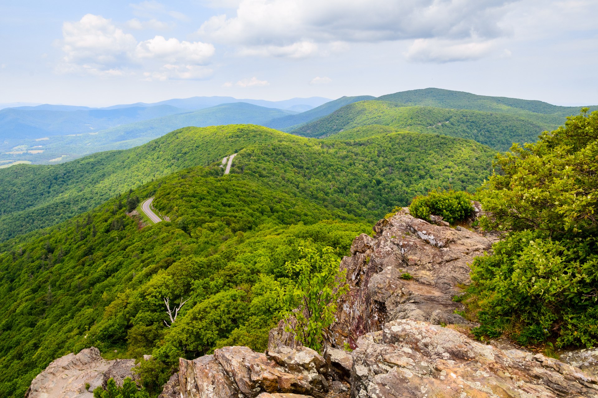 Skyline Drive winding through the Blue Ridge Mountains